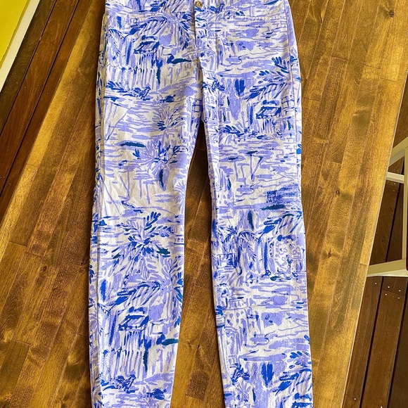 Lilly Pulitzer “Kelly” Slim Pants, EUC, Sz 8, Lavender/Blue w/Texture Stitching - Picture 5 of 14